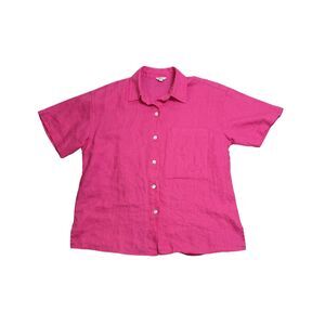 Rails Mackinley Raspberry Pink 100% Linen Short Sleeve Button Down Shirt S